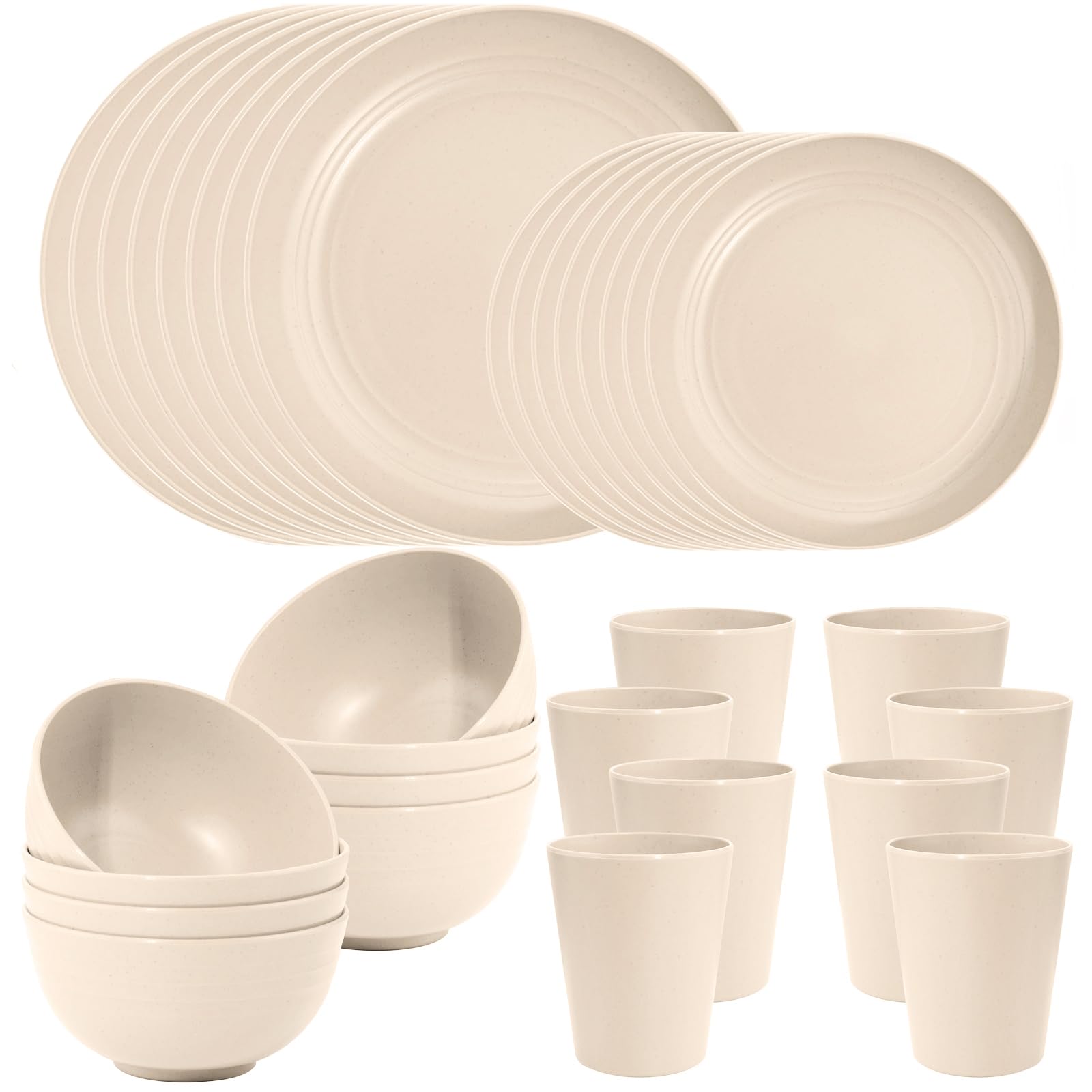 Amazon.com | LIYH 32 Pcs Beige Wheat Straw Dinnerware Set for 8